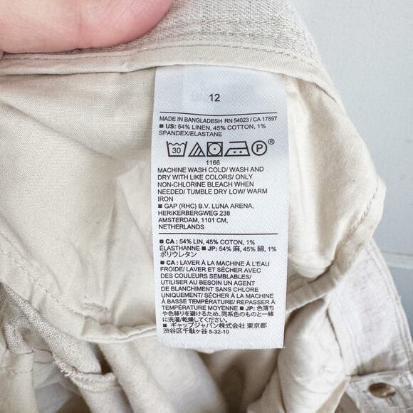 Banana Republic Factory Linen Blend Wide Leg Pleated Trouser Pant Flax Size 12 - Picture 12 of 14